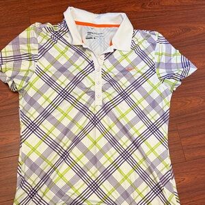Nike Golf Vintage Shirt - White, Green, and Purple Plaid